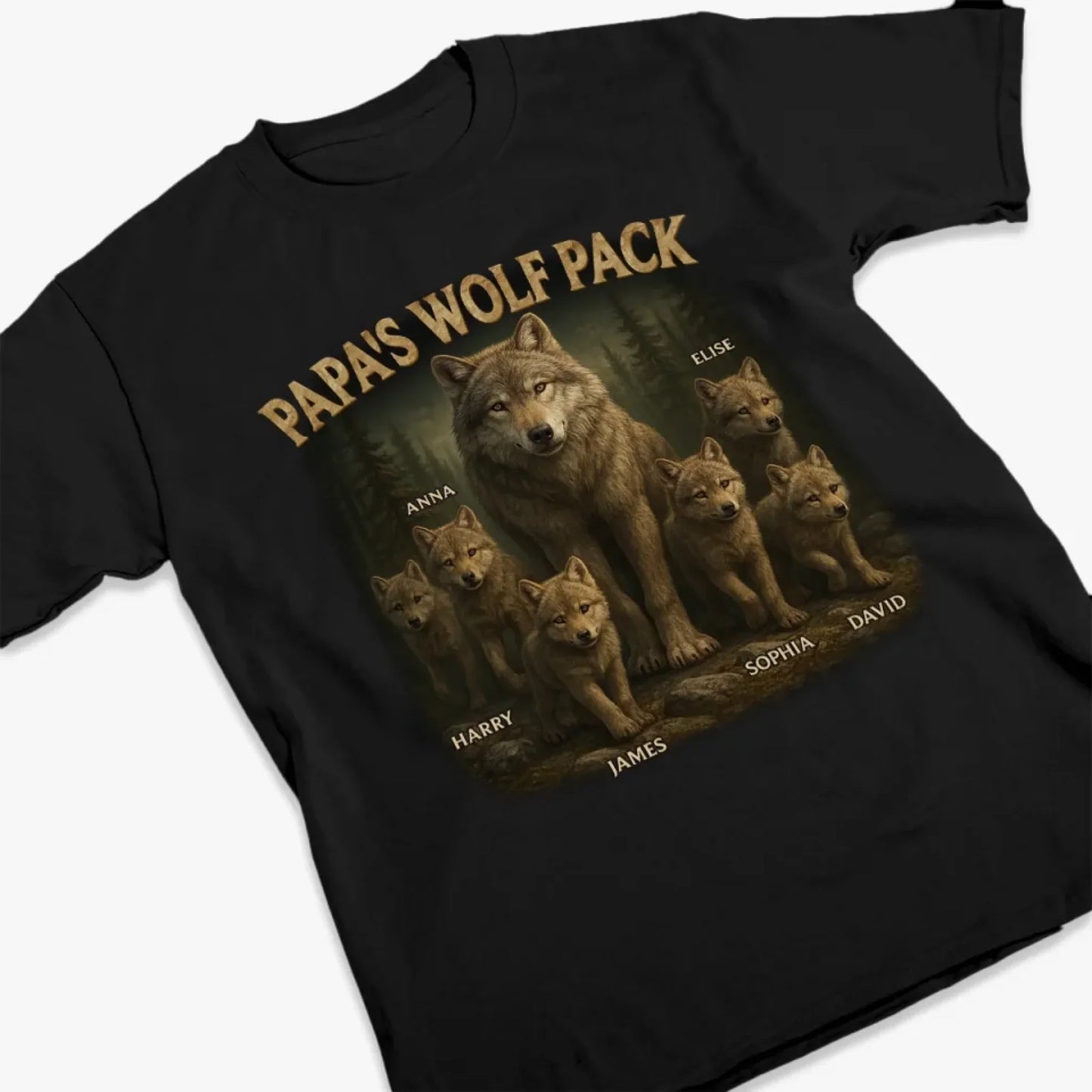 Custom Unisex T-shirt, Premium T-shirt, Hoodie - Personalized Father's Day Birthday Gifts For Dad, Grandpa - Papa’s Wolf Pack