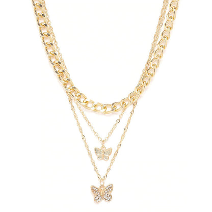Layered Butterfly Pendant Necklace