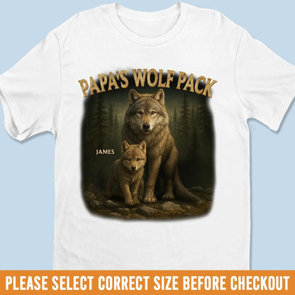 Custom Unisex T-shirt, Premium T-shirt, Hoodie - Personalized Father's Day Birthday Gifts For Dad, Grandpa - Papa’s Wolf Pack